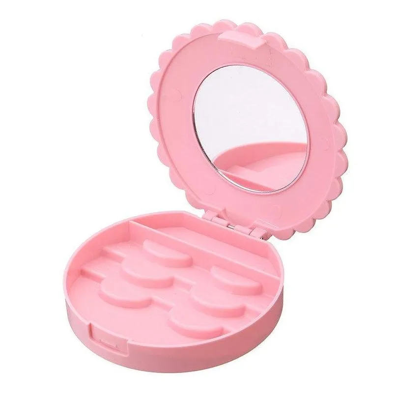 new flower lovely false eyelash storage box makeup cosmetic with mirror case organizer bownot beauty comestics tool plastic lz0232