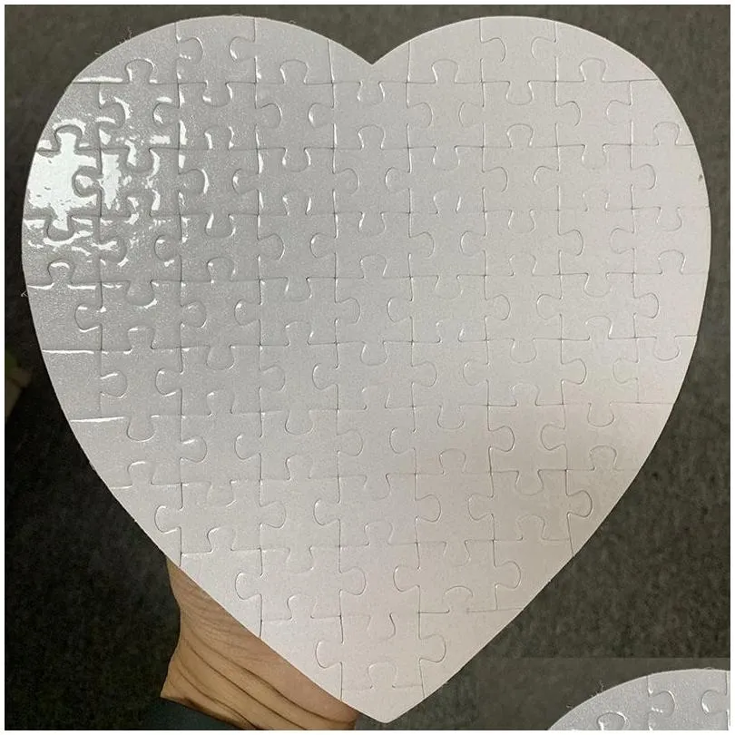 sublimation blank heart puzzles diy puzzle paper 3 colors products hearts love shape transfer printing blanks consumables child toys