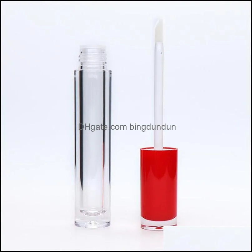 new5ml clear lipgloss tubes refillable bottles with big brush wand lipstick tube foot applicator for women girls cosmetic diy makeup