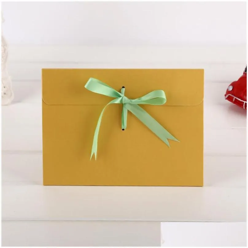 24x18x0.7cm bow envelope kraft paper pocket bag kerchief handkerchief silk scarf packing boxes envelope box lx0583