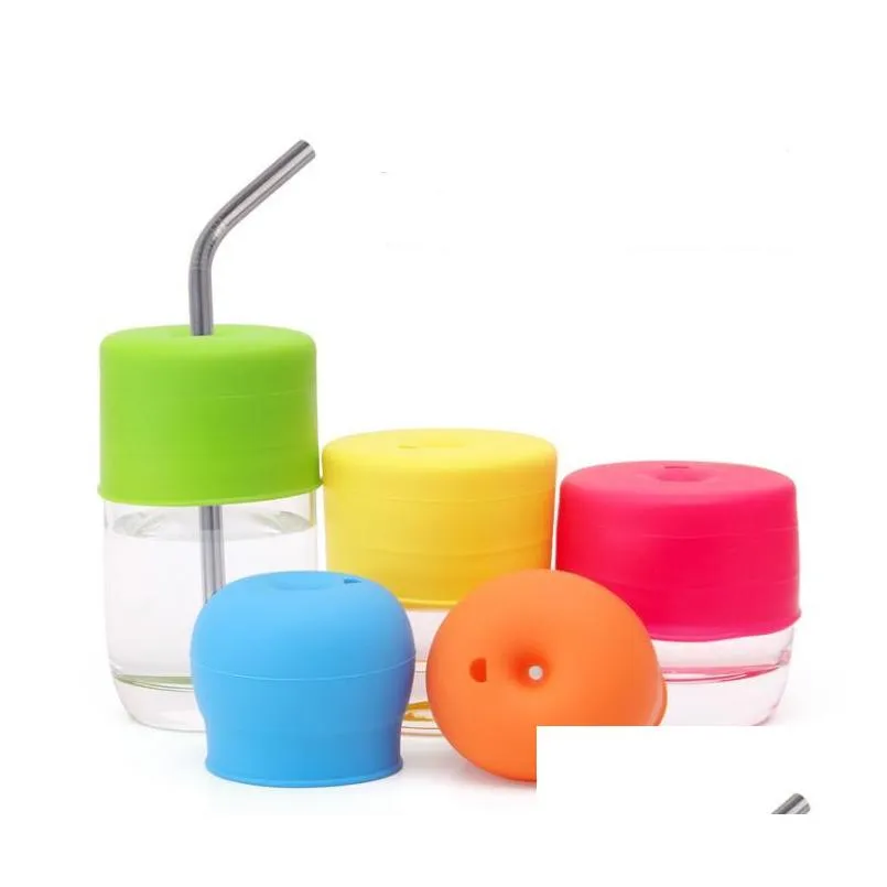 anti spill leakage elasticity silicone straw cup cover baby child drinking water training infant drink cup cover colourful cup lid