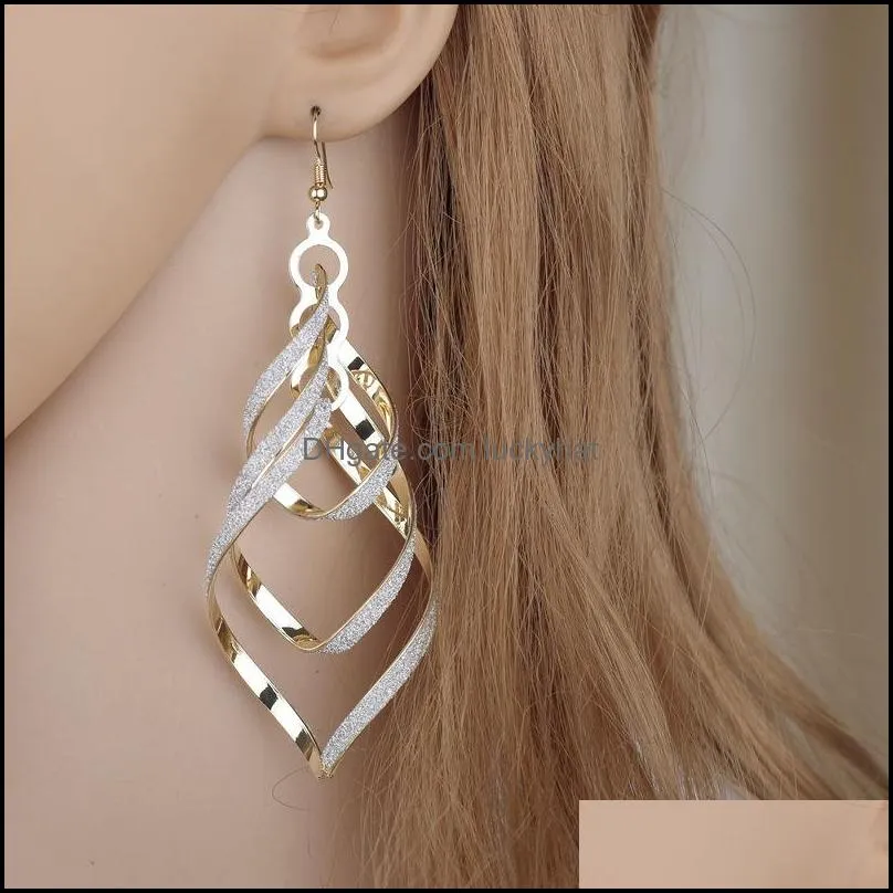 creative punk personality spiral dangle earrings for women gold color geometric fashion metal alloy long hanging ear jewelry gift