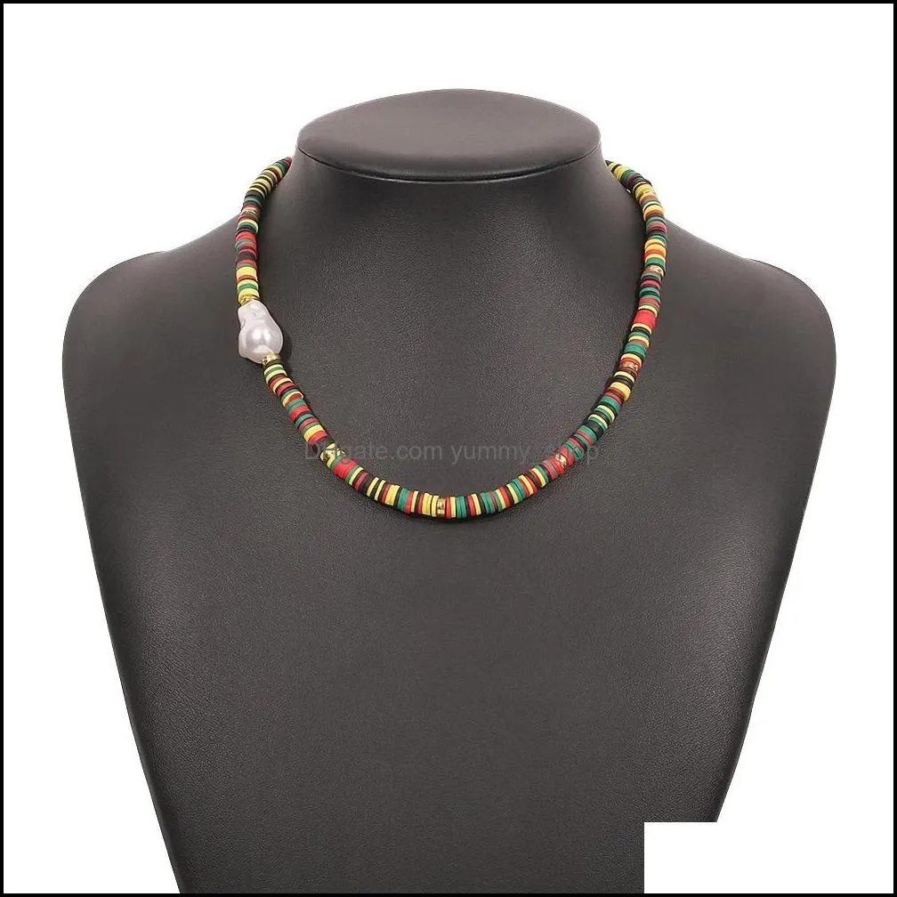 2021 soft multicolor clay choker necklace preparation ethnic style colorful bead collar handmade fashion jewelry gift