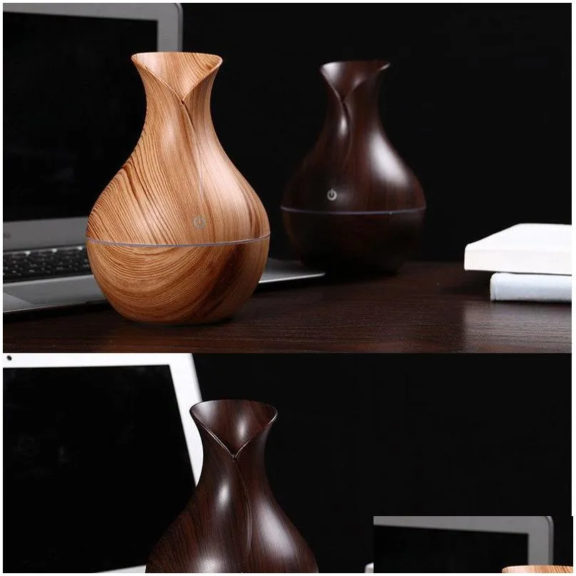  humidifier aroma oil diffuser wood grain ultrasonic wood air humidifier usb cool mini mist maker led lights for home