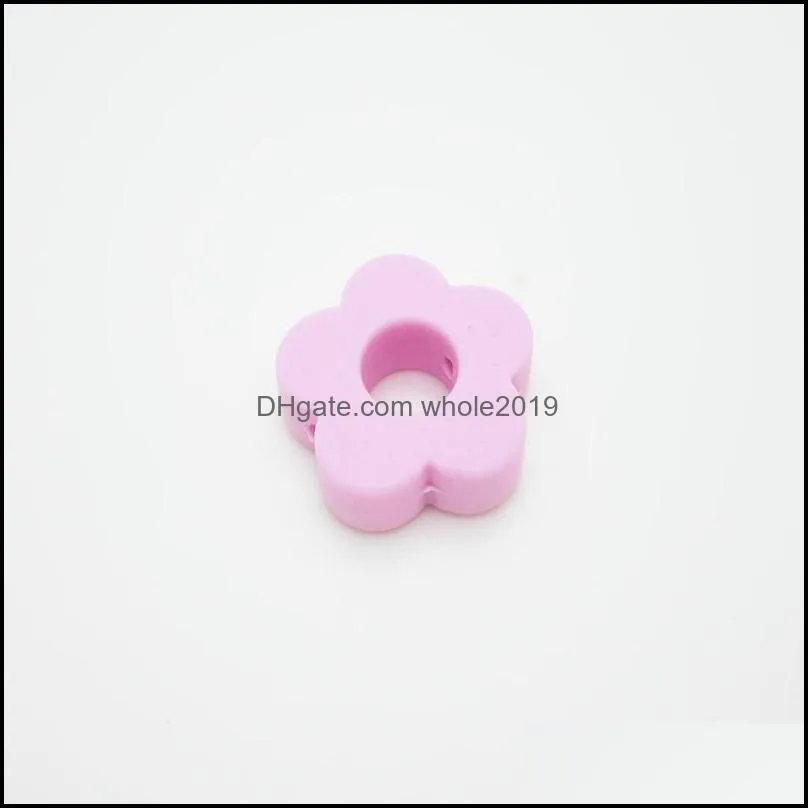 silicone flower beads with hole 27mm mini teething beads food grade silicone bpa sensory loose beads diy jewelry making