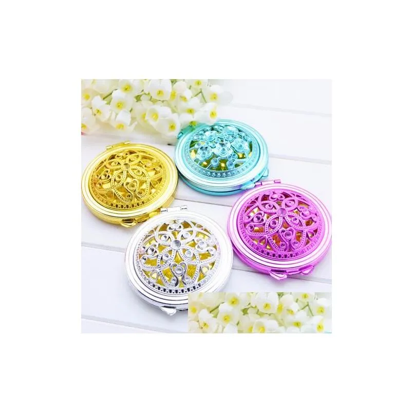 vintage hand mirrors pocket mirror mini compact mirrors girl doubleside folded hollow out makeup mirror p27