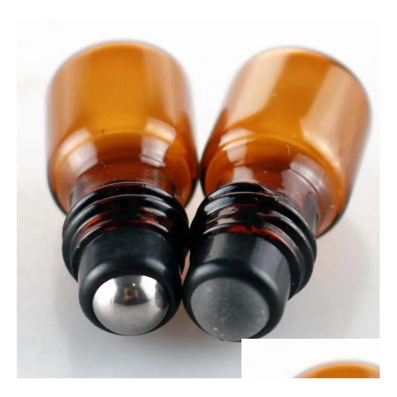 empty mini 2ml amber roll on glass bottles essential oil liquid perfume bottle with metal roller ball sn1625