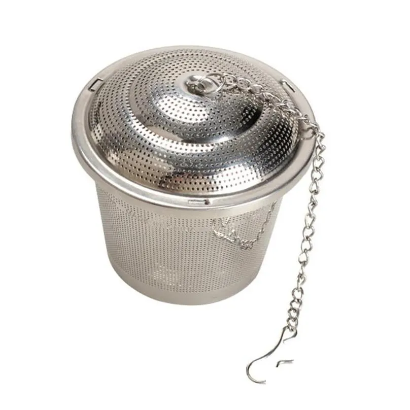 durable 3 sizes silver reusable 304 stainless mesh herbal ball tea strainer teakettle locking tea filter infuser lz187