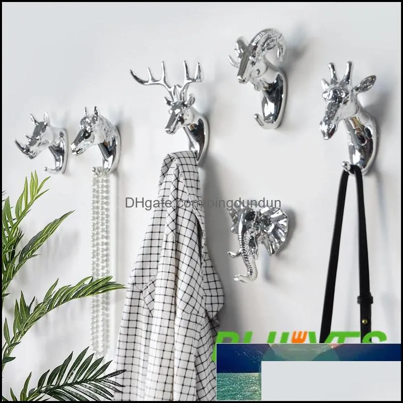 new animal shaped hooks deer stags rhino horse giraffe elephant head wall hanger coat for hat hook rack holder home decor