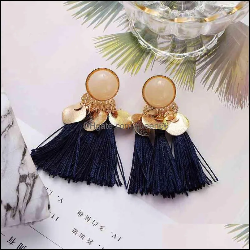 alloy resin tassel earrings ladies hanging earrings retro style fashion jewelry birthday valentines day easter gift