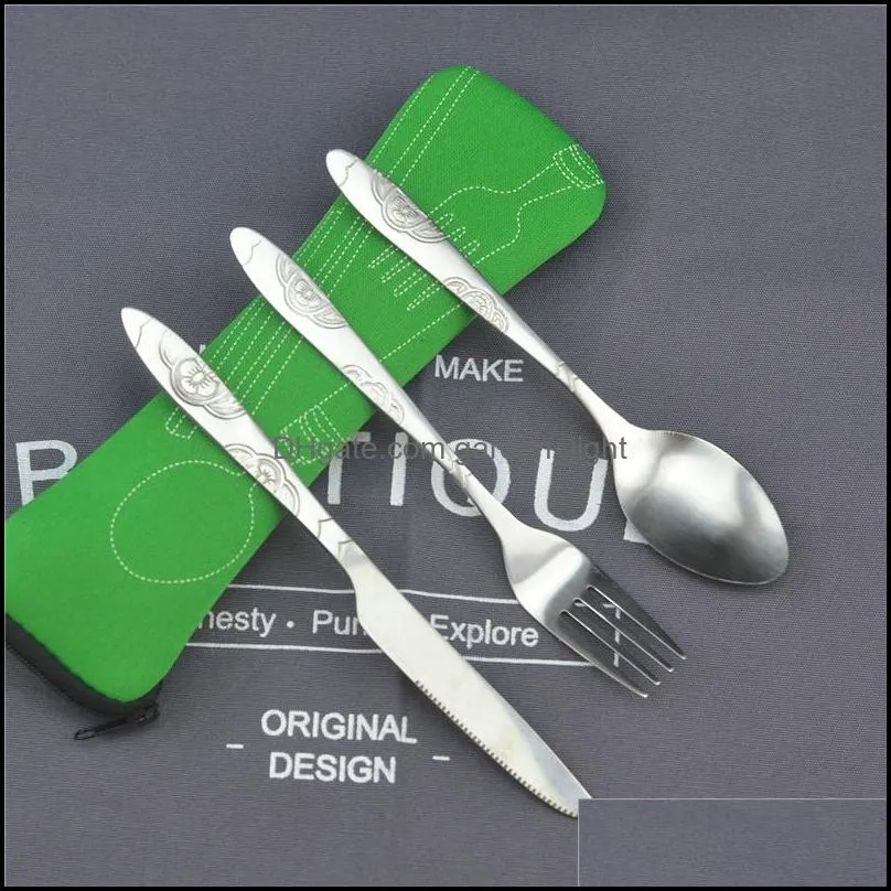 portable dinnerware set spoons stainless steel steak forks travel camping kitchen accessories knife new arrival 3 5zx f2