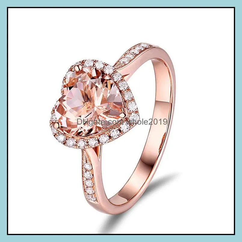 heart rings for women wedding engagement bridal jewelry cubic zirconia stone elegant rose gold silver ring