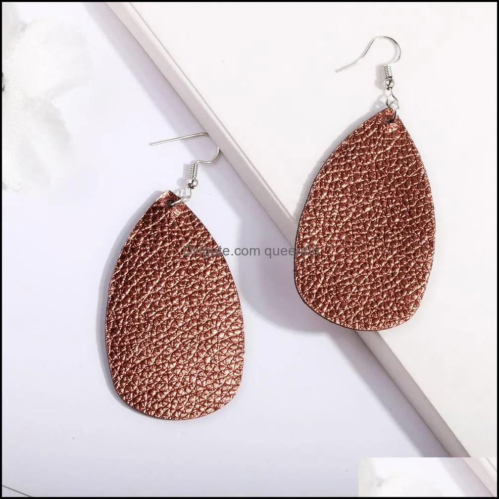 new classic leather earrings for women ethnic bomemia drop dangle wedding earrings two sides printing fashion jewelry wholesale