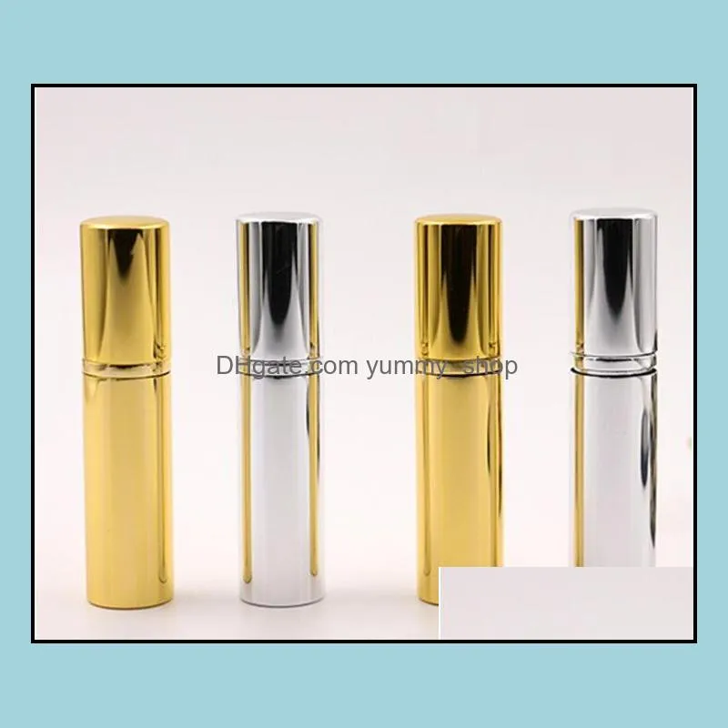 newbrilliant gold silver 5ml refillable portable mini bottle aluminum spray atomizer empty spray atomizer container rre11833