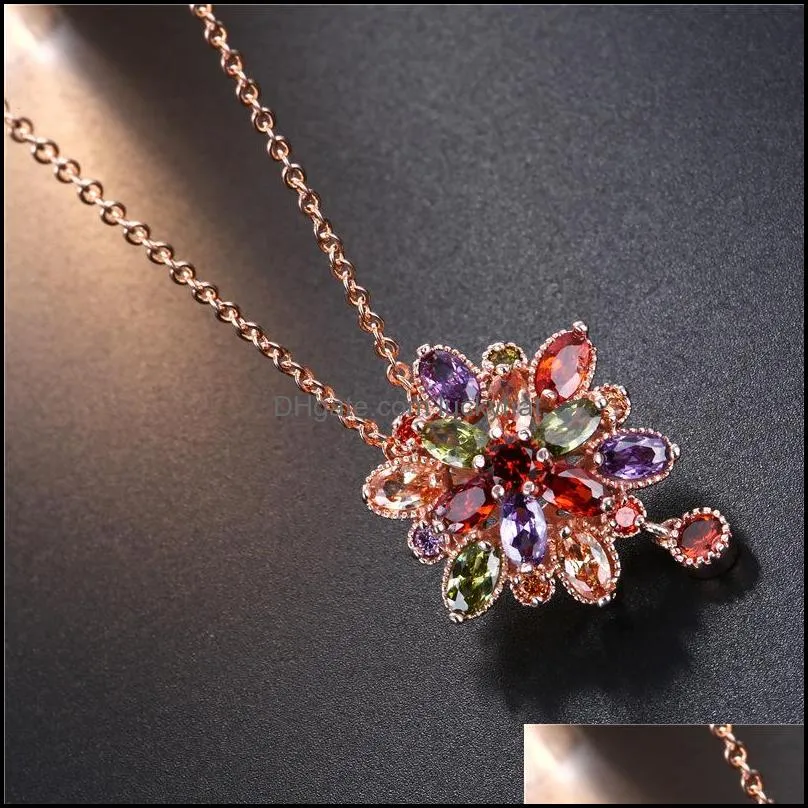 best selling rhinestone crystal necklace korean color zircon rose gold necklace manufacturers direct sales for women shipping