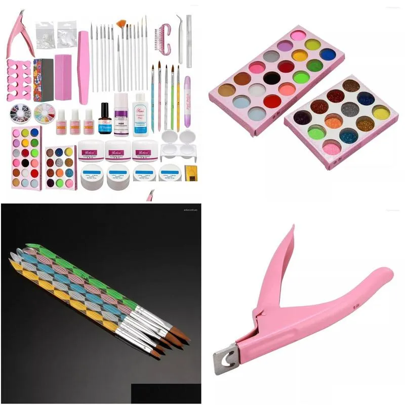 nail art kits 2023 full kit acrylic liquid powder gel brush block cutter tips tools set