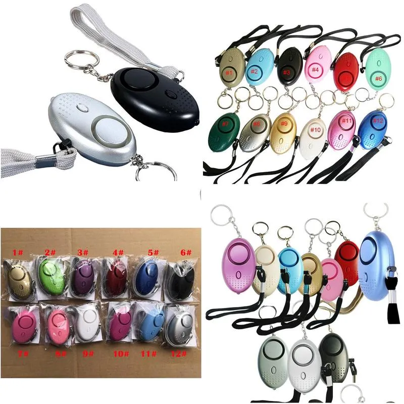 130db egg shape self defense alarm keychain pendant party favor personalize flashlight personal safty key chain charm car keyring 12