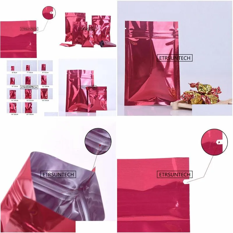 various of sizes tear notch aluminum foil bag heat sealing storage bags flat red aluminum foil bag lx1046