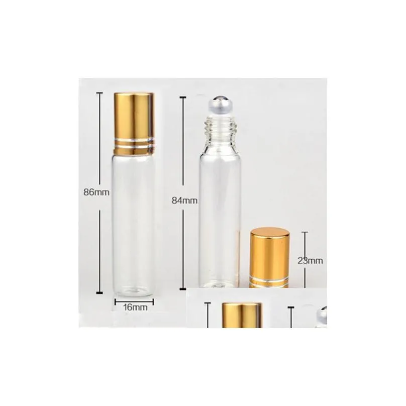 10ml travel clear roller refillable rollon glass perfume bottle lip balms roll on bottles shipping