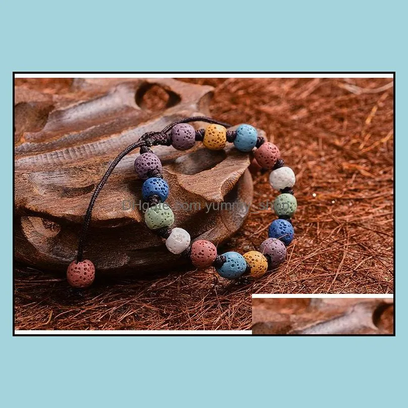 fashion bohemian colorful lava stone bead bracelet for women jewelry accessory essential oil diffuser bracelet