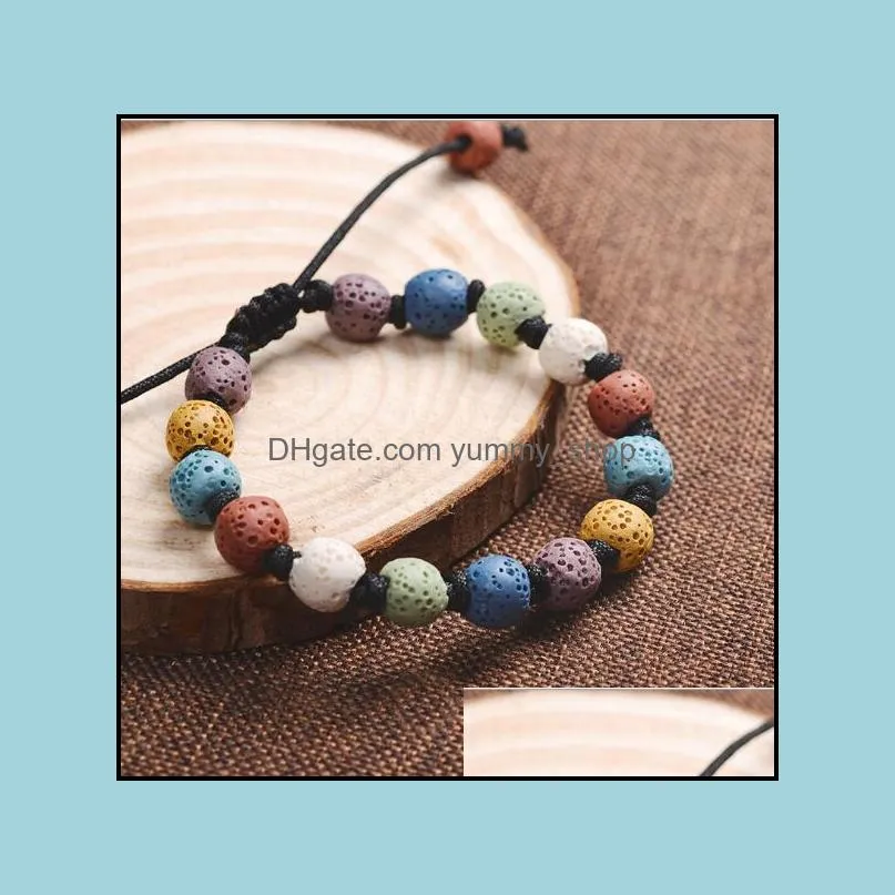 fashion bohemian colorful lava stone bead bracelet for women jewelry accessory essential oil diffuser bracelet