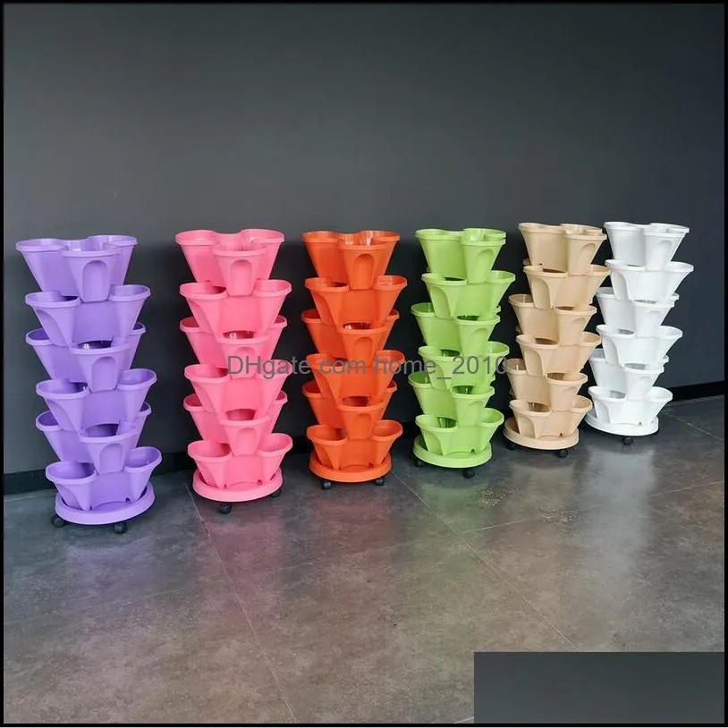 plastic dimensional threepetal flower pots strawberry basin multilayer superimposed cultivation vegetable melon fruit planting pot
