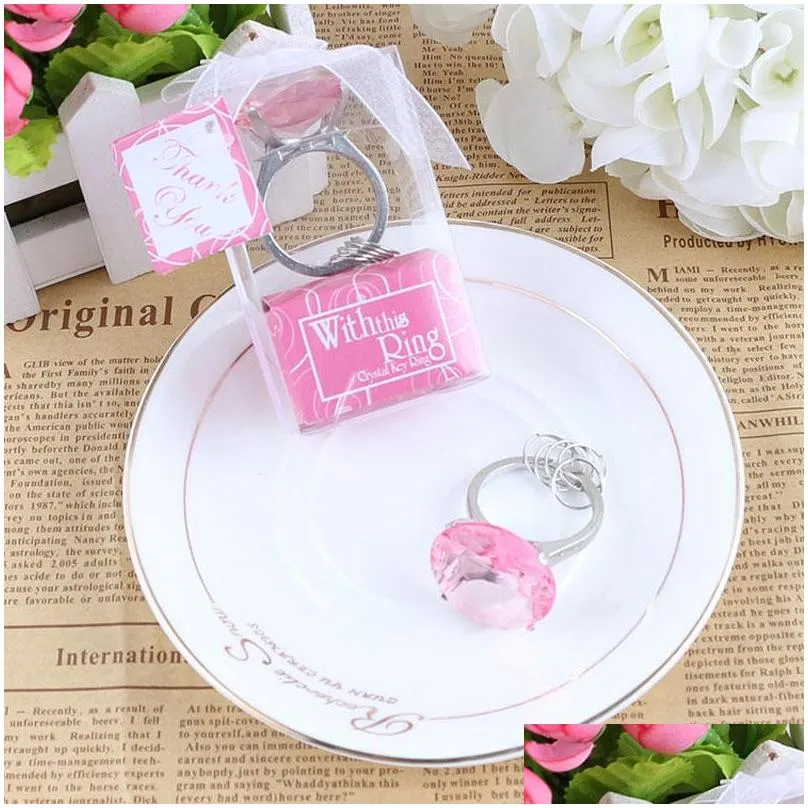  big diamond ring shape keychain key chain accessories home party favors wedding gifts for guests wedding souvenirs za1133