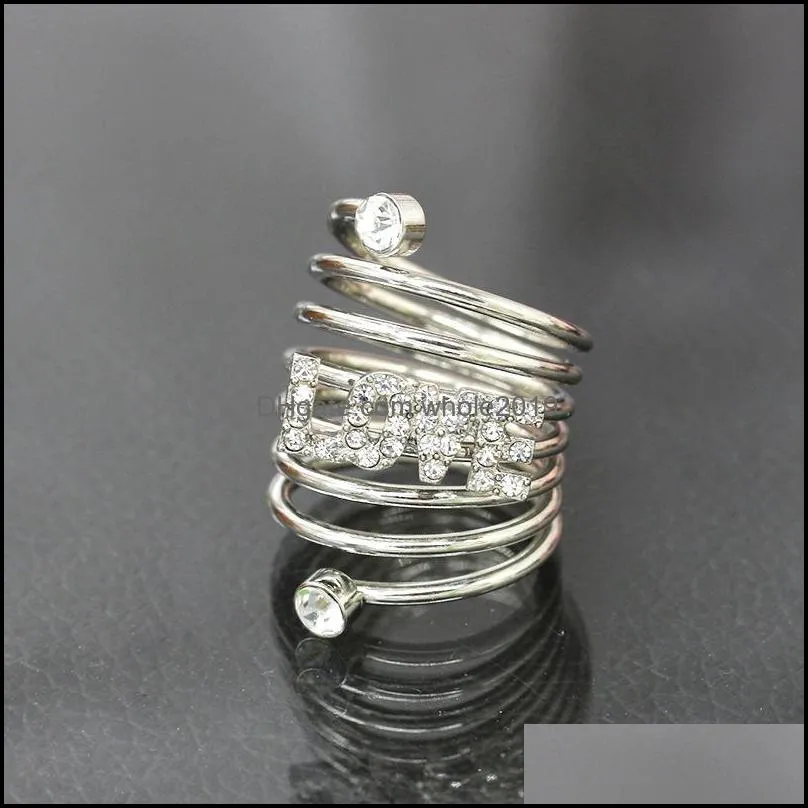 engagement rings elegant rhinestone pentagram star love spiral spring finger ring wedding ring