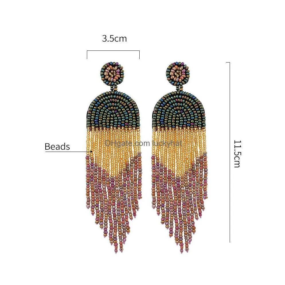 bohemia fashion jewelry women beads tassels dangle earrings handmade stud dangle earrings