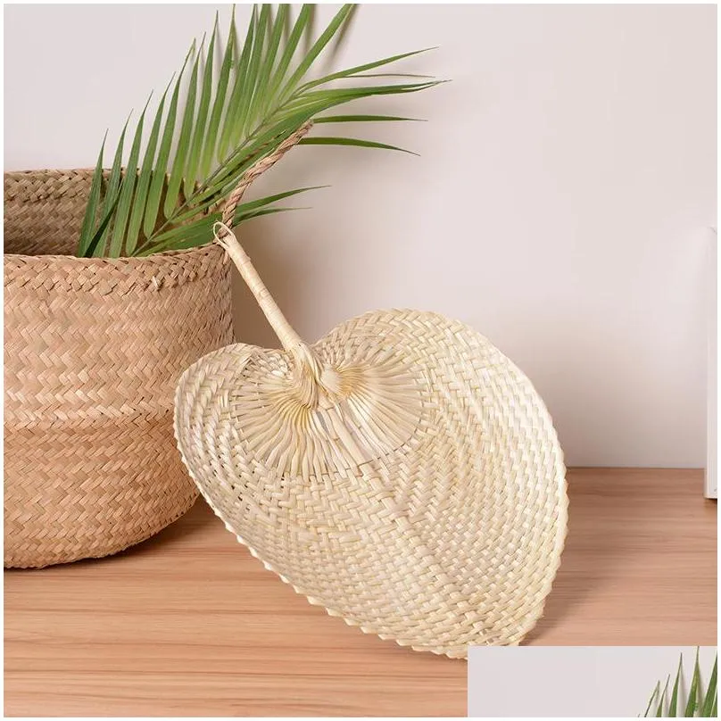 palm leaves fans handmade wicker natural color palm fan traditional chinese craft wedding favor gifts lx0396