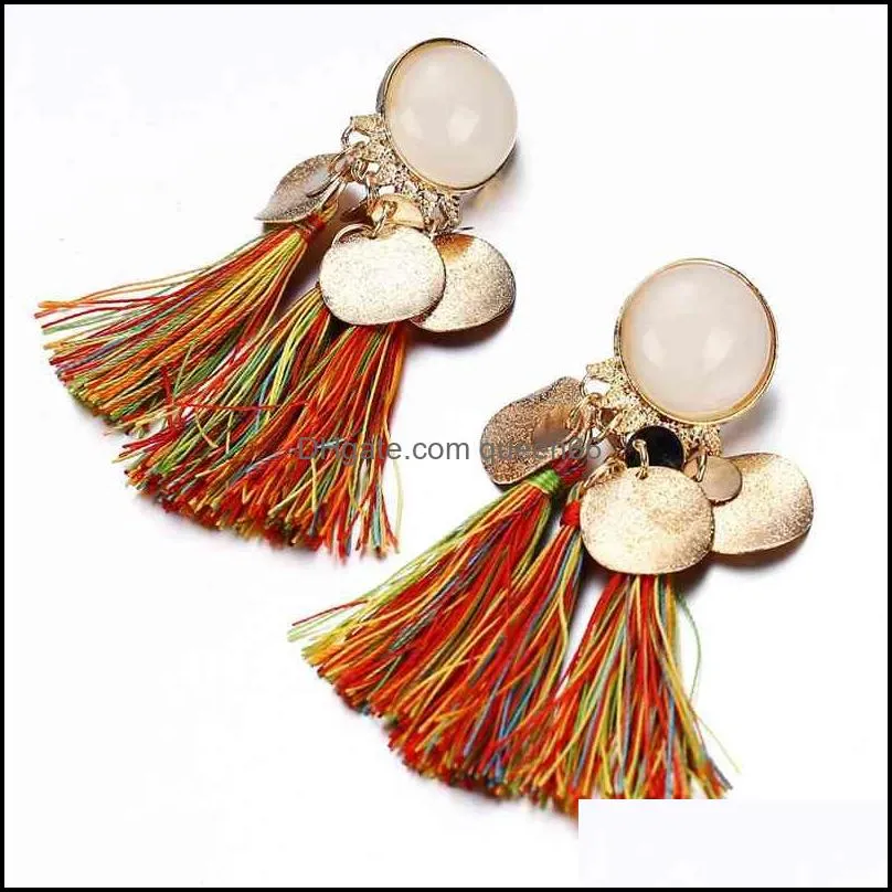 alloy resin tassel earrings ladies hanging earrings retro style fashion jewelry birthday valentines day easter gift