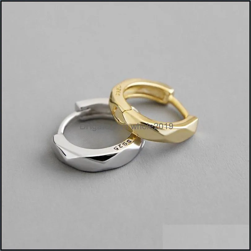 1 pc 100 real 925 sterling silver hoop earrings for lady korea ins rhombus circle small round earring fine jewelry yme572