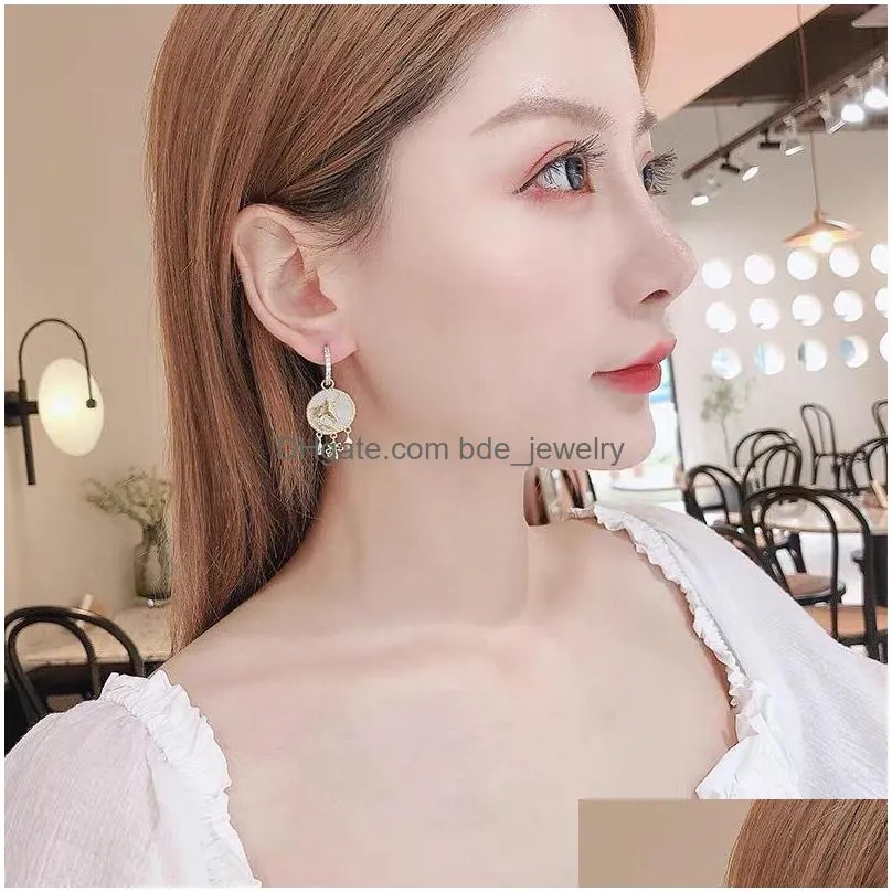 fashion jewelry shamrock shell earrings elegant eardrop earrings