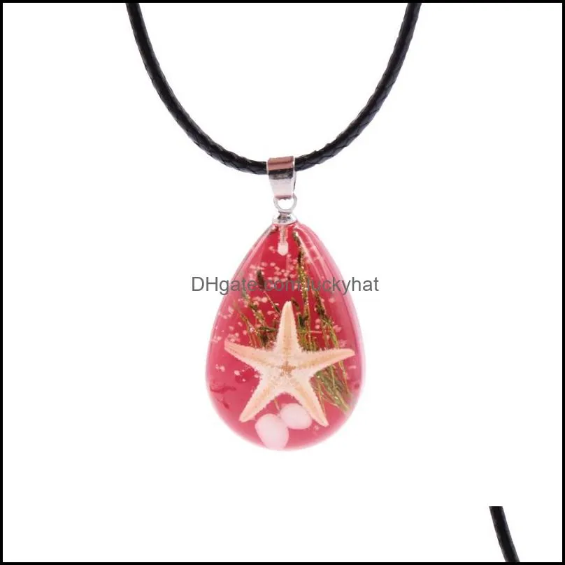 cr jewelry natural resin starfish specimen necklace luminous stone pendant tourist souvenir starfish amber crafts shipping