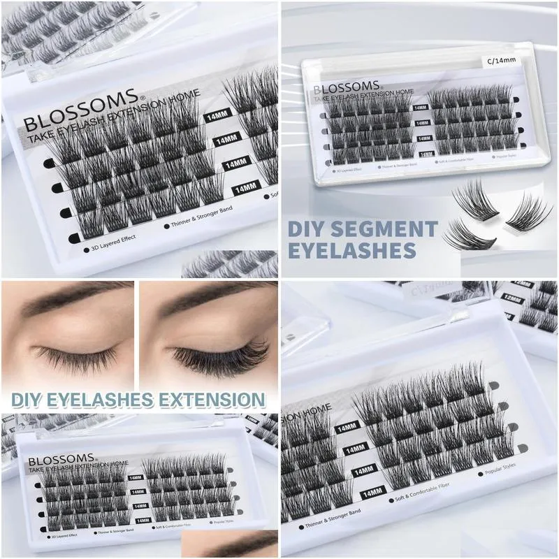 false eyelashes diy lash extensions segmented fluffy volume mink c/d 48 individual clusters lashes cluster eye makeupfalse