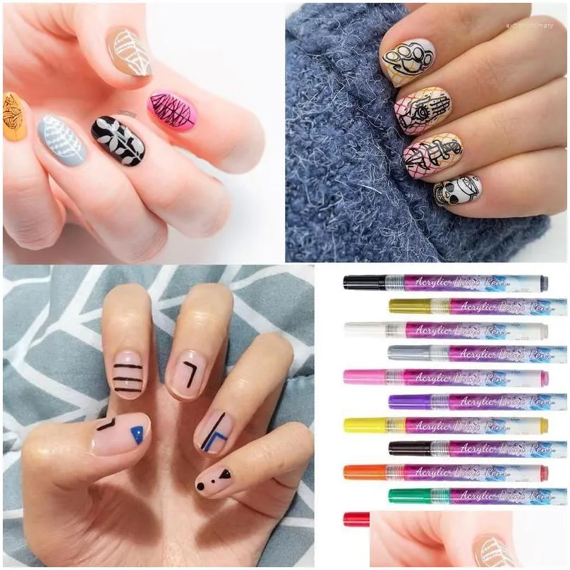 nail art kits pen set 0.7mm tip 12 colors 3d doodle pens diy makeup supply graffiti kit for natural nails flower