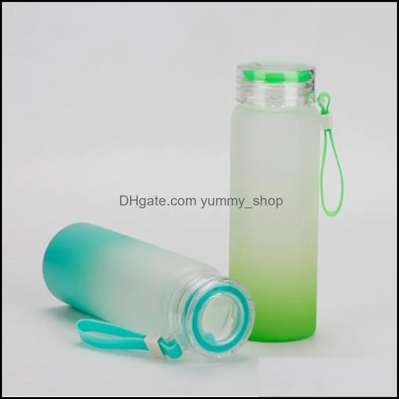 sublimation water bottle 500ml frosted glass water bottles gradient blank tumbler sea shipping rrb12824