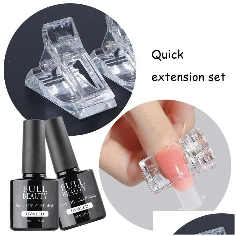 nail gel extension set 30ml acrygel quick building uv kit pink clear poly tips forms degreaser manicure tools gl1901b