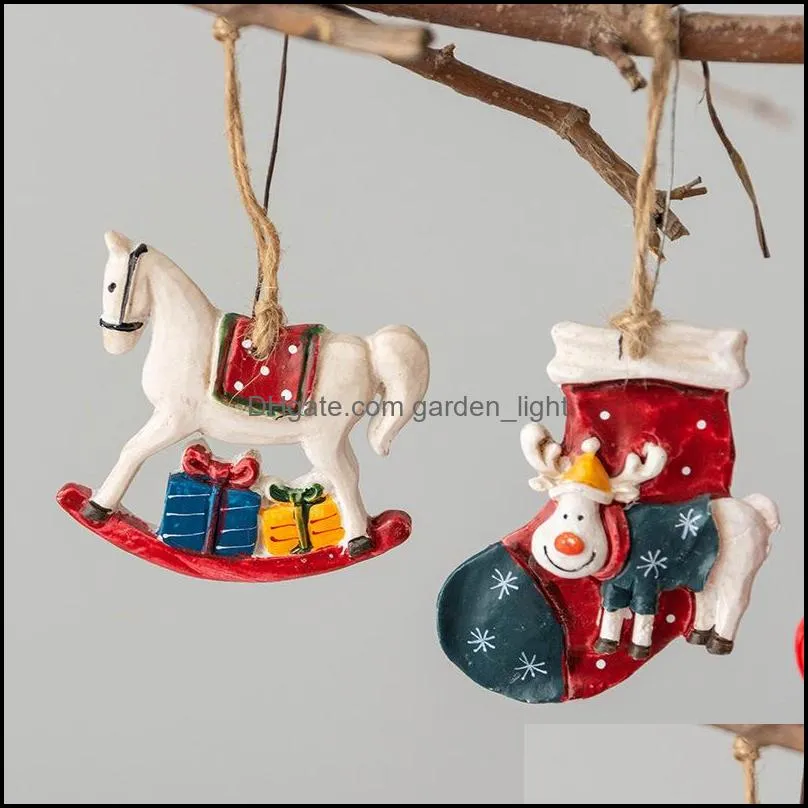 party supplies christmas resin small pendants xmax tree decoration accessories american retro pendant home decorations b3