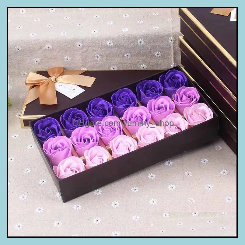 18pcs rose soap flower gift box wedding valentines day gifts rose bath body roses floral soap flowers rra11086