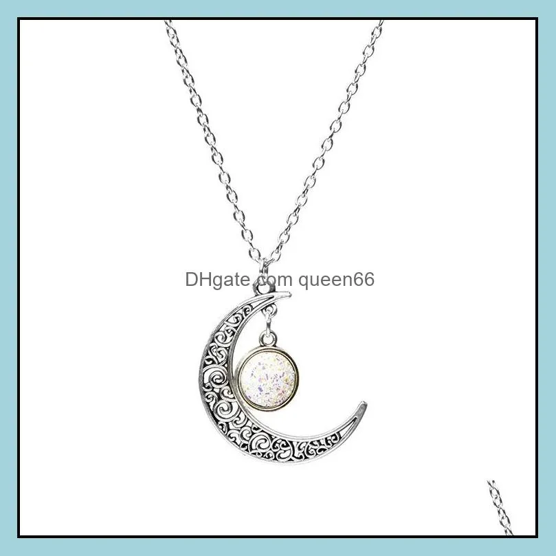 new fashion moon retro multicolor pendant necklace necklace star moon necklace 6 color selection
