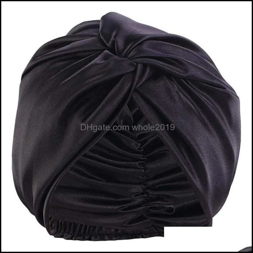 beanie/skull caps 67jf solid color silk satin wrap chemotherapy hat night sleep hair head cover