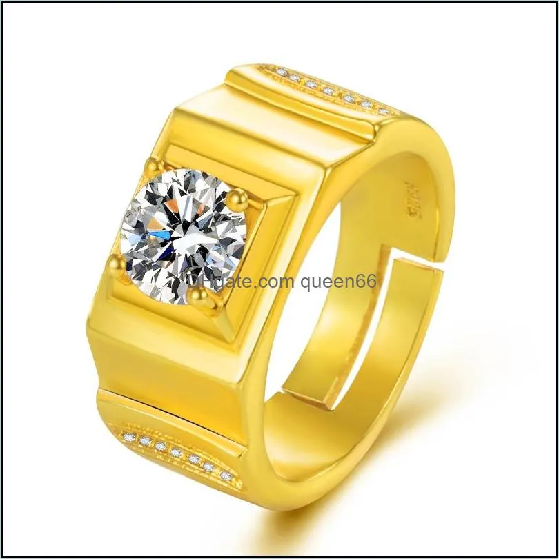 luxury gold ring zircon ring for men classic trend mens banquet ring engagement wedding anniversary jewelry 18k gold men rings