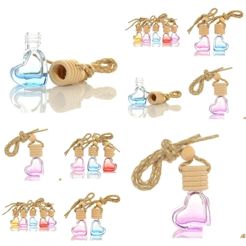 wholesale 5ml mini glass perfume bottle aromatherapy car hang decoration hanging perfume bottles with wooden cap sn2652