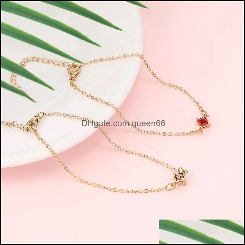 fashion designs gold chain pendant bracelets for women girl simple square cz zircon charm bracelets adjustable party friendship jewelry