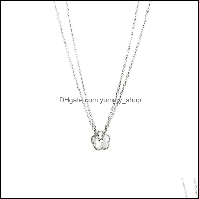 2021 korean chic simple casual double layers chain necklace flower pendant necklace jewelry