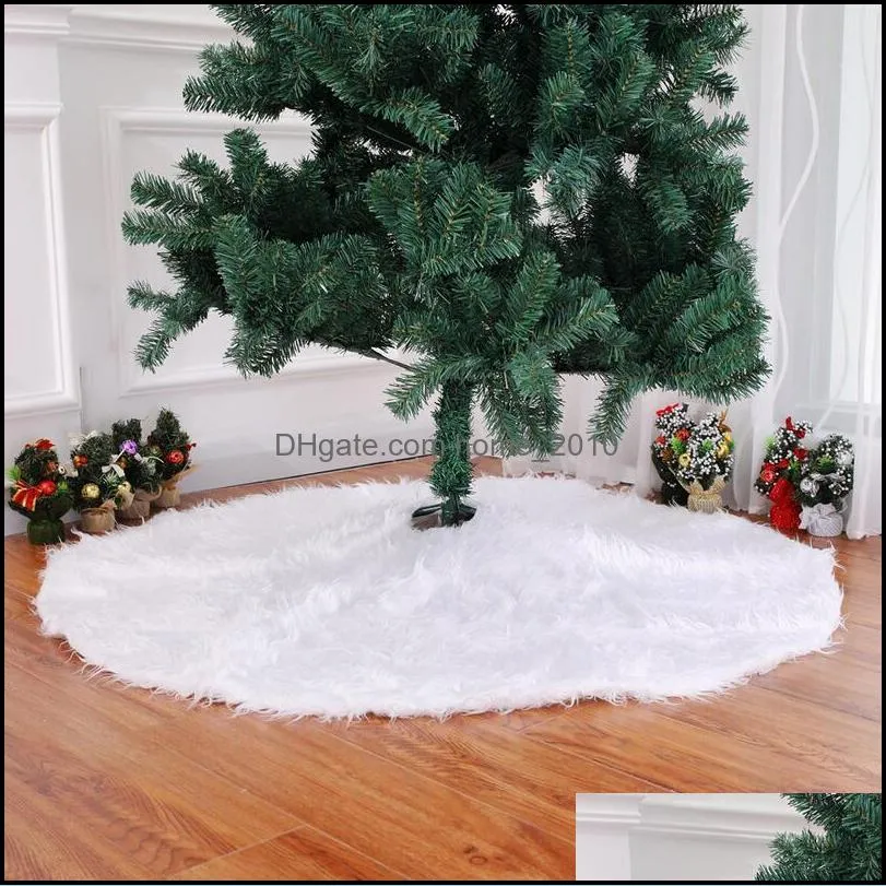 white christmas tree skirt plush faux fur xmas tree carpet decorations year home decor festival garland ornament