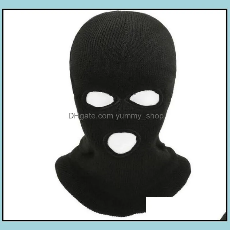 party masks new autumn and winter warm three hole wool knitted hat bandit outdoor cycling letter mask straight beanies rrf13276