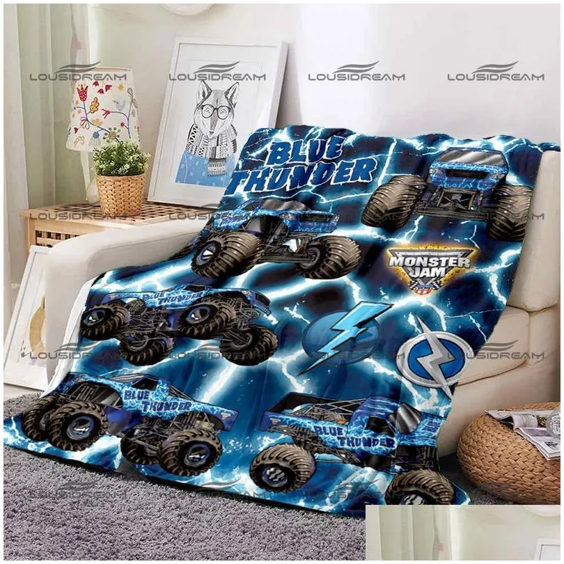 blankets classic monster jam pattern blanket truck warm flannel thin portable home travel office lunch break