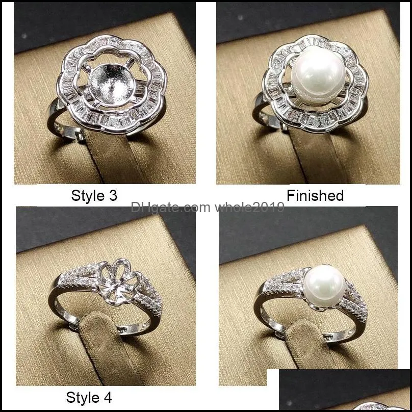 fashion design pearl ring setting pearl ring for women adjustable ring jewelry part fittings charm accessories diy 925 silver jewellery